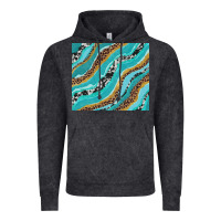Vintage Black turquoise brushstrokes with leopard and cowhide Vintage Hoodie - RanaPortraitStore