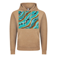 Vintage Coffee turquoise brushstrokes with leopard and cowhide Vintage Hoodie - RanaPortraitStore
