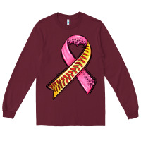 Burgundy breast cancer sport ribbons Long Sleeve Tee - AdoDesignShop