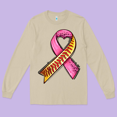 Breast Cancer Sport Ribbons Long Sleeve Tee Designed By Adodesignshop
