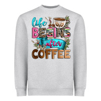 Heather Grey life begins after coffee Heavyweight Sweatshirt - Zillion Design Studio