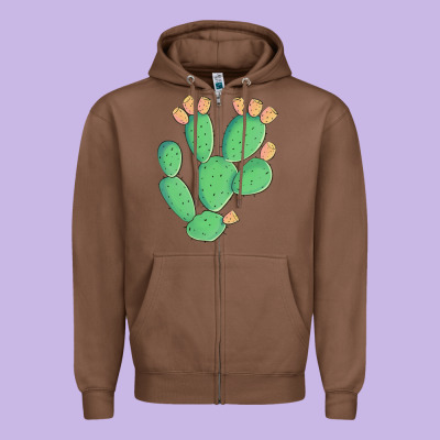Texas Prickly Pear Cactus Zipper Hoodie Designed By Artiststas