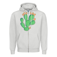 Dove Grey texas prickly pear cactus Zipper Hoodie - Artiststas