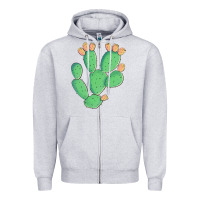 Heather Grey texas prickly pear cactus Zipper Hoodie - Artiststas