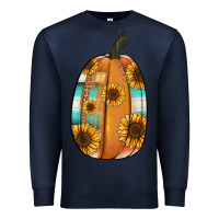 Navy Serape sunflower pumpkin Premium Sweatshirt - NancyCooperArtShop