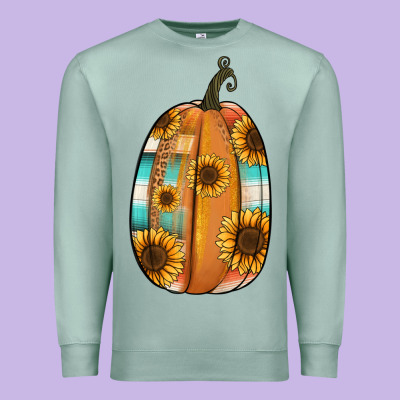 Serape Sunflower Pumpkin Premium Sweatshirt Designed By Nancycooperartshop