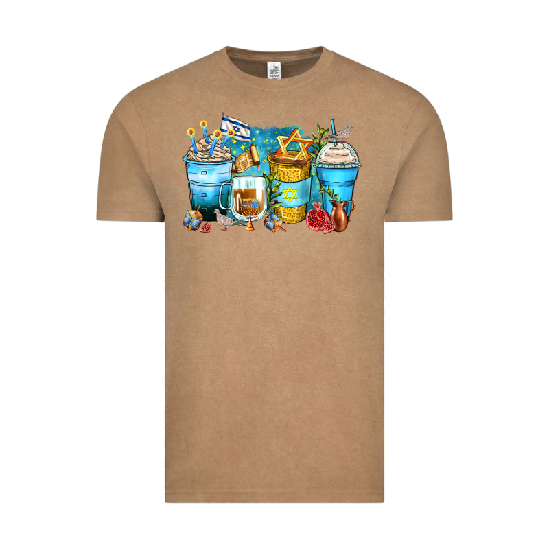 Hanukkah Coffee Cups Vintage Tee by Zillion Design Studio | Teevron