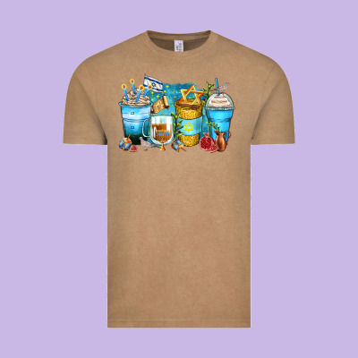 Hanukkah Coffee Cups Vintage Tee Designed By Zillion Design Studio