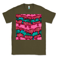 Army Green valentines day leopard and turquoise gemstone seamless pattern Classic Tee - BundleAndBundleShop