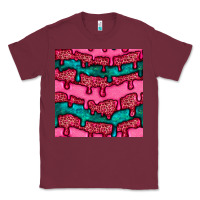 Burgundy valentines day leopard and turquoise gemstone seamless pattern Classic Tee - BundleAndBundleShop