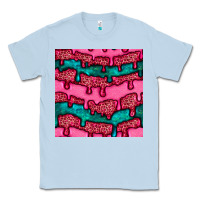Dusty Blue valentines day leopard and turquoise gemstone seamless pattern Classic Tee - BundleAndBundleShop