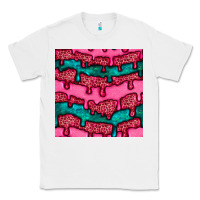 White valentines day leopard and turquoise gemstone seamless pattern Classic Tee - BundleAndBundleShop