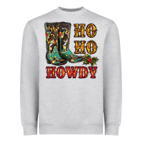 Heather Grey christmas cowboy boots ho ho howdy Heavyweight Sweatshirt - RanaPortraitStore