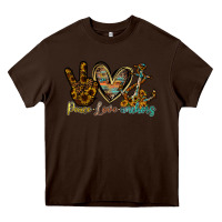 Chocolate Brown peace love anchors Heavy Core Tee - RacoonDesign