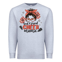 Heather Grey loud&proud mama messy bun Premium Sweatshirt - MaliasSmallBusiness
