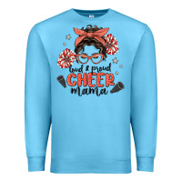 Ocean Blue loud&proud mama messy bun Premium Sweatshirt - MaliasSmallBusiness