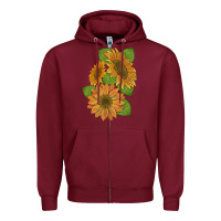 Burgundy sunflowers Zipper Hoodie - Artiststas