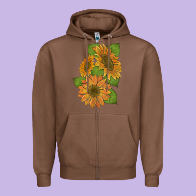 Sunflowers Zipper Hoodie Designed By Artiststas