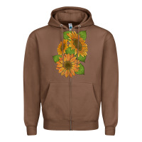 Chestnut sunflowers Zipper Hoodie - Artiststas