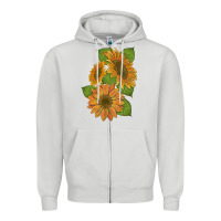 Dove Grey sunflowers Zipper Hoodie - Artiststas