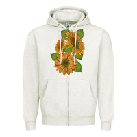 Oatmeal Heather sunflowers Zipper Hoodie - Artiststas