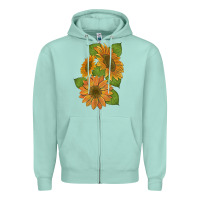 Seafoam sunflowers Zipper Hoodie - Artiststas