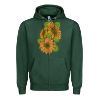 Sports Green sunflowers Zipper Hoodie - Artiststas