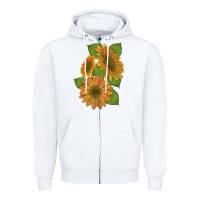 White sunflowers Zipper Hoodie - Artiststas