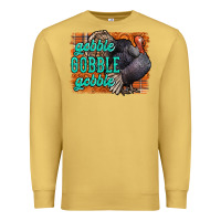 Antique Gold Thanksgiving Turkey Gobble Gobble Premium Sweatshirt - NancyCooperArtShop