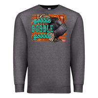 Charcoal Heather Thanksgiving Turkey Gobble Gobble Premium Sweatshirt - NancyCooperArtShop