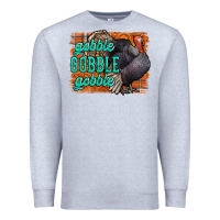 Heather Grey Thanksgiving Turkey Gobble Gobble Premium Sweatshirt - NancyCooperArtShop
