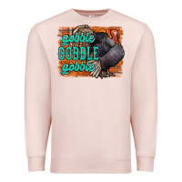 Pale Pink Thanksgiving Turkey Gobble Gobble Premium Sweatshirt - NancyCooperArtShop