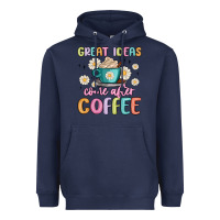 Navy great ideas come after coffee Heavyweight Hoodie - MaliasSmallBusiness