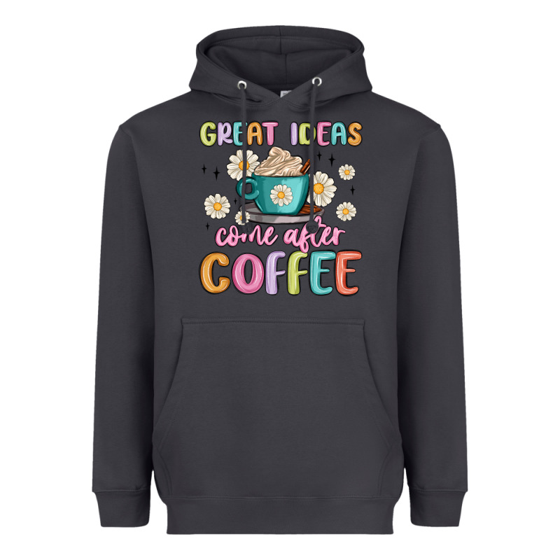 Great Ideas Come After Coffee Heavyweight Hoodie by MaliasSmallBusiness | Teevron