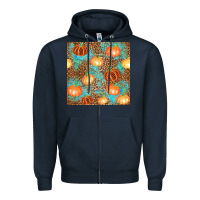 Navy plaid fall pumpkin seamless Zipper Hoodie - AdoDesignShop