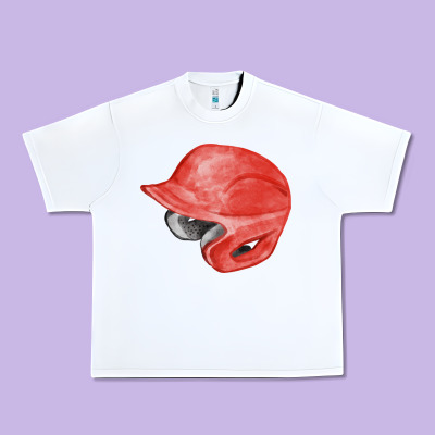 Red Baseball Helmet Fa Element Urban Heavy Tee Designed By Fadigitalartstudio