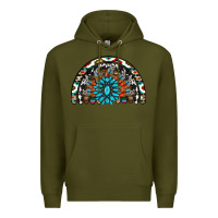 Army Green western turquoise aztec cowhide serape  rainbows Premium Hoodie - AdoDesignShop