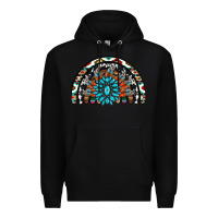 Black western turquoise aztec cowhide serape  rainbows Premium Hoodie - AdoDesignShop