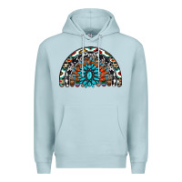 Blue Mist western turquoise aztec cowhide serape  rainbows Premium Hoodie - AdoDesignShop
