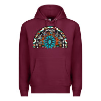 Burgundy western turquoise aztec cowhide serape  rainbows Premium Hoodie - AdoDesignShop