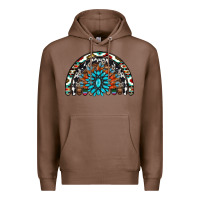 Chestnut western turquoise aztec cowhide serape  rainbows Premium Hoodie - AdoDesignShop