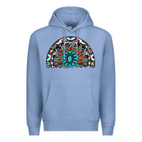Colony Blue western turquoise aztec cowhide serape  rainbows Premium Hoodie - AdoDesignShop