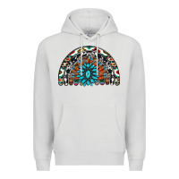 Dove Grey western turquoise aztec cowhide serape  rainbows Premium Hoodie - AdoDesignShop