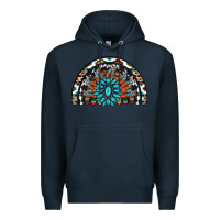 Navy western turquoise aztec cowhide serape  rainbows Premium Hoodie - AdoDesignShop