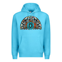 Ocean Blue western turquoise aztec cowhide serape  rainbows Premium Hoodie - AdoDesignShop