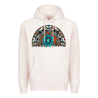 Pale Pink western turquoise aztec cowhide serape  rainbows Premium Hoodie - AdoDesignShop