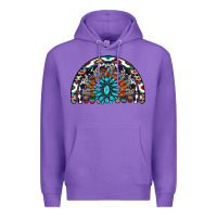 Purple western turquoise aztec cowhide serape  rainbows Premium Hoodie - AdoDesignShop