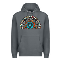 Rock western turquoise aztec cowhide serape  rainbows Premium Hoodie - AdoDesignShop