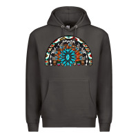 Smoke western turquoise aztec cowhide serape  rainbows Premium Hoodie - AdoDesignShop