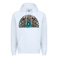White western turquoise aztec cowhide serape  rainbows Premium Hoodie - AdoDesignShop